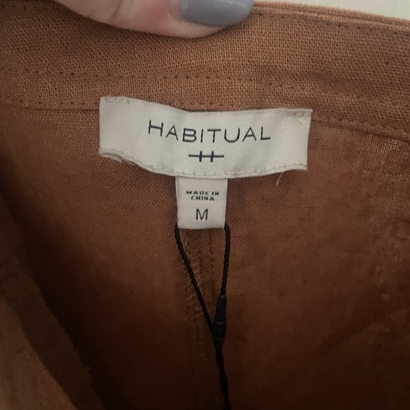 Habitual Womens Romper Size Medium M Linen Blend Boho Festival Brown NWT - Picture 7 of 11